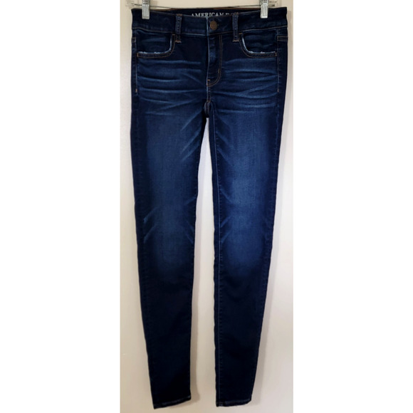 American Eagle Distressed Blue Jeans Women's Jegging Size 0 Long 26X32 Pants - Picture 3 of 12